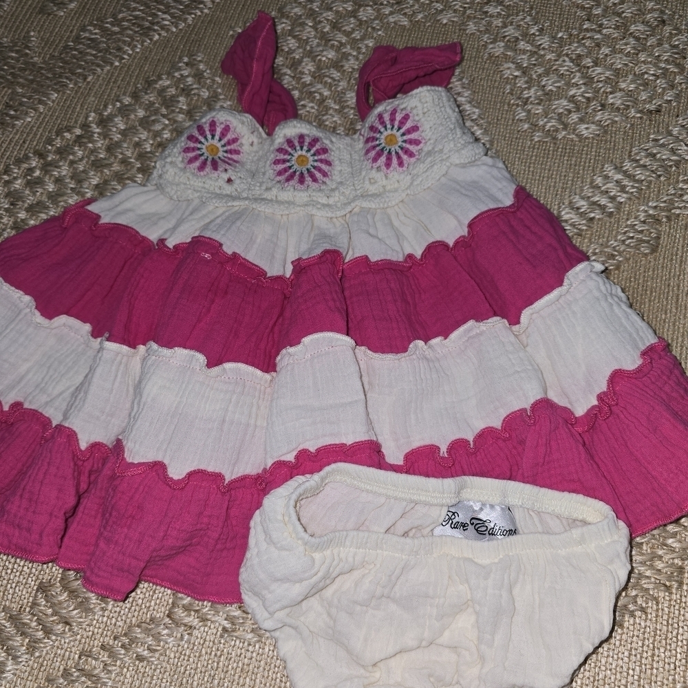 Rare Editions Pink and Cream Kids Casual Dress - Picture 2 of 11